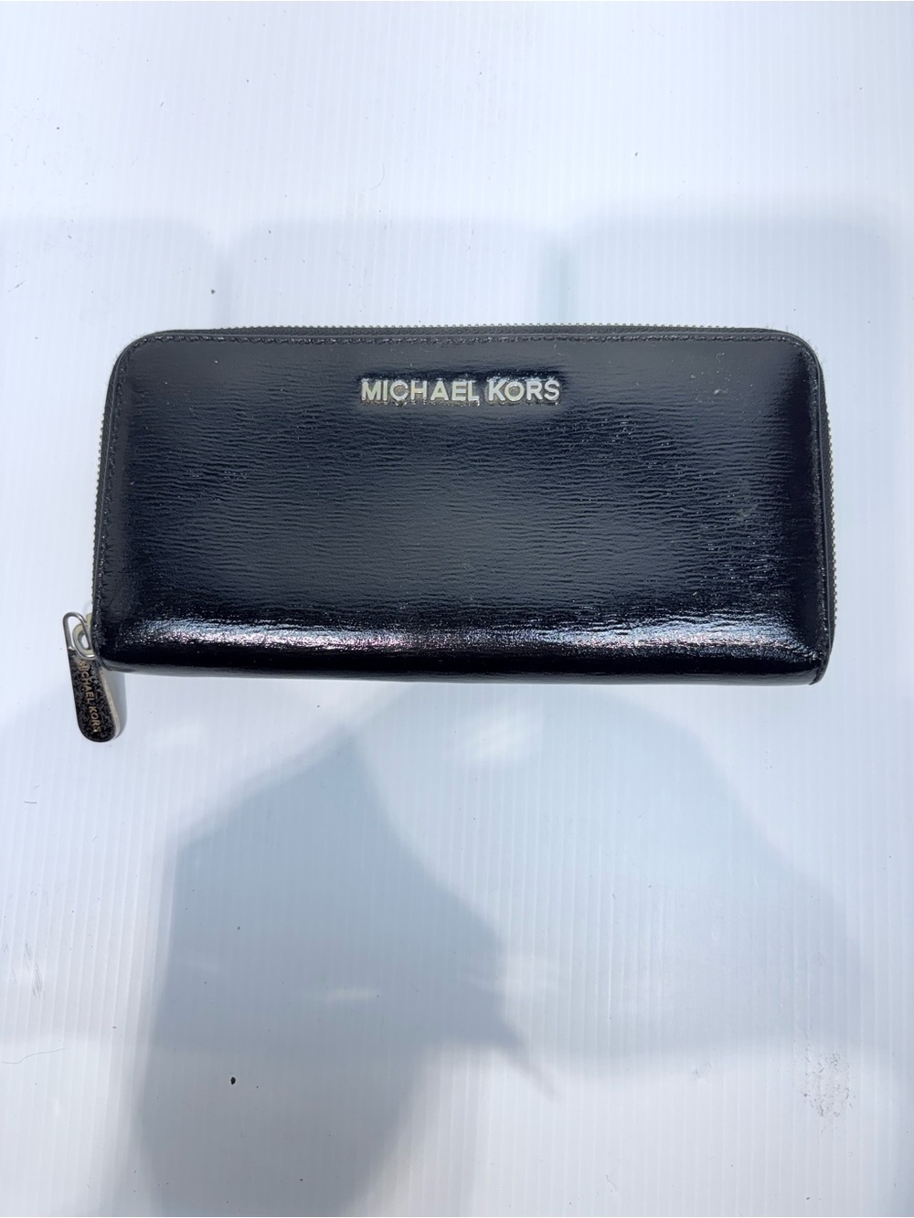 Michael Kors Black Safiano Leather Zip Wallet with Logo